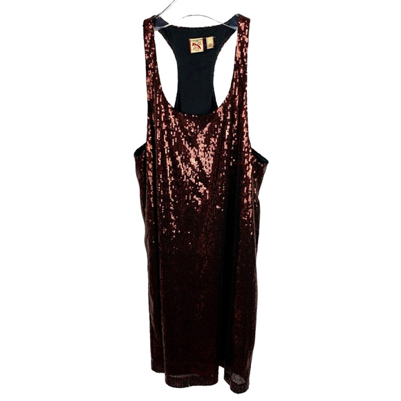 French Connection Sleeveless Bronze Sequins Dress 10 - Picture 1 of 7